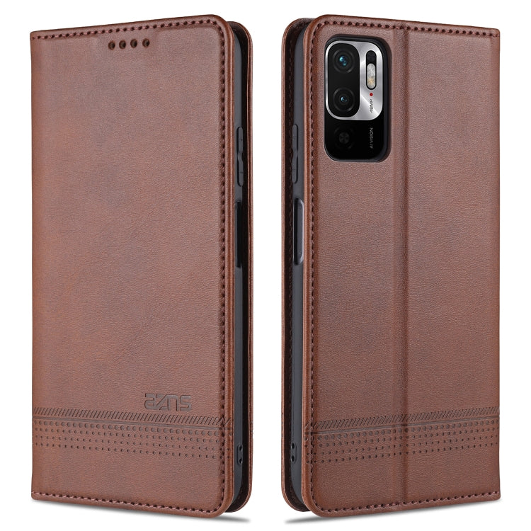 For Xiaomi Redmi Note 10 5G AZNS Magnetic Calf Texture Horizontal Flip Leather Case with Card Slots & Holder & Wallet