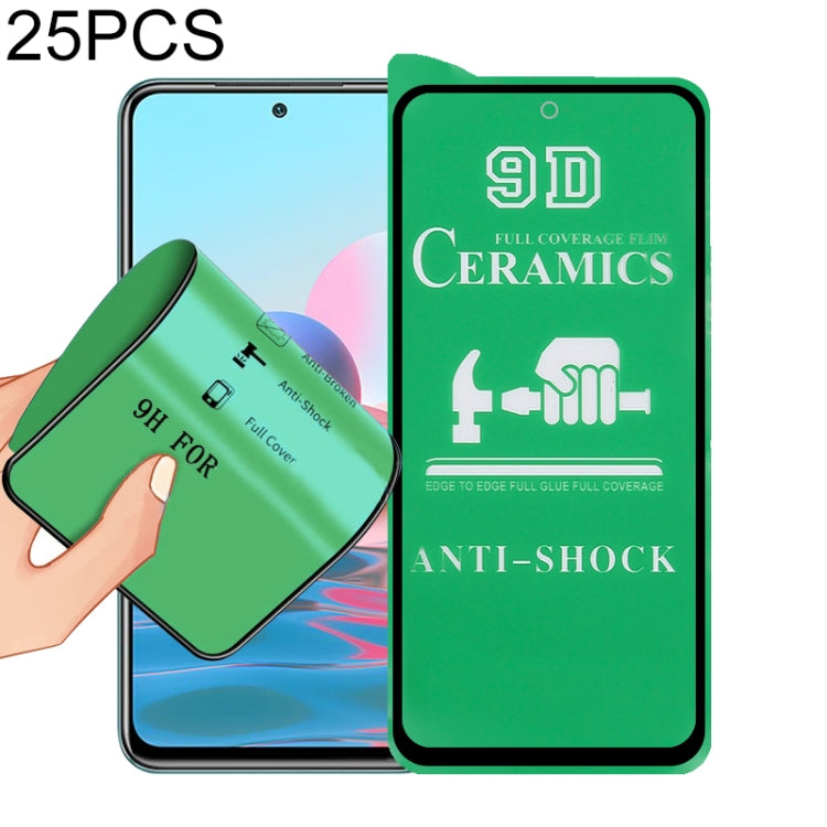 For Xiaomi Redmi Note 10 4G 25 PCS 9D Full Screen Full Glue Ceramic Film