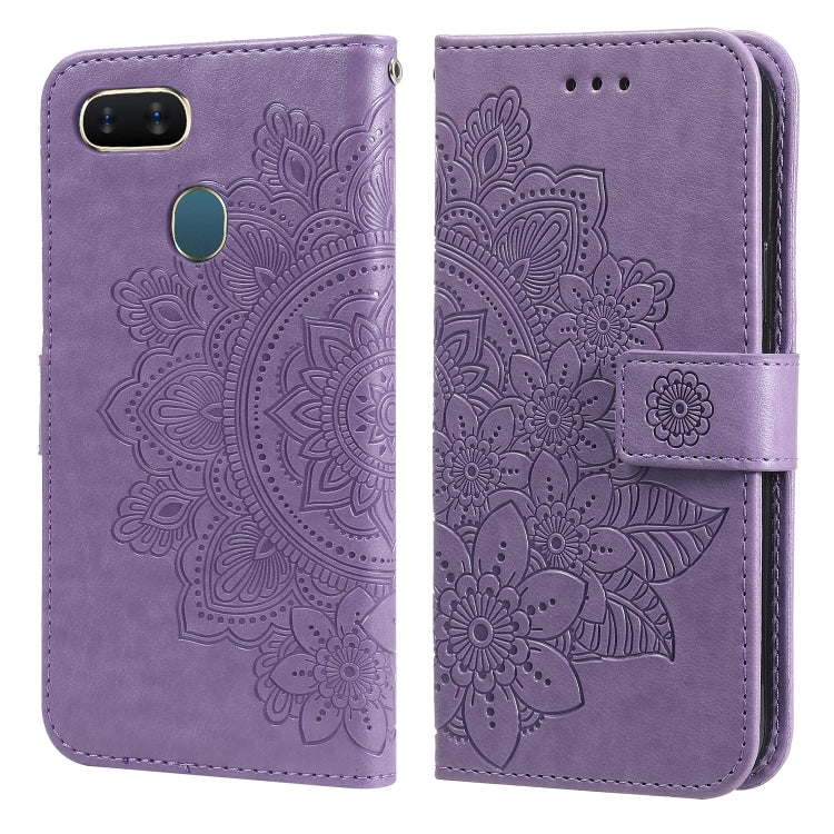 For OPPO A7 / A5s 7-petal Flowers Embossing Pattern Horizontal Flip PU Leather Case with Holder & Card Slots & Wallet & Photo Frame