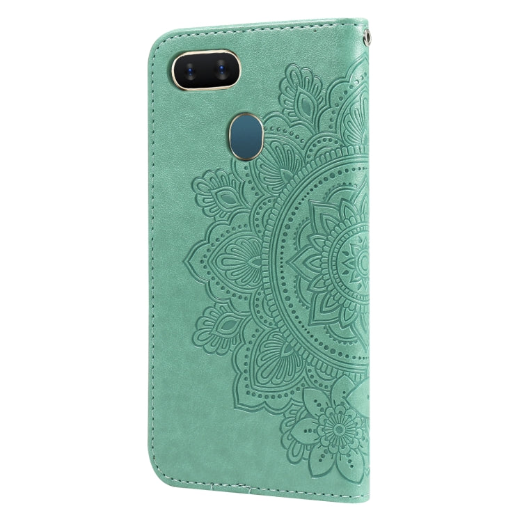 For OPPO A7 / A5s 7-petal Flowers Embossing Pattern Horizontal Flip PU Leather Case with Holder & Card Slots & Wallet & Photo Frame