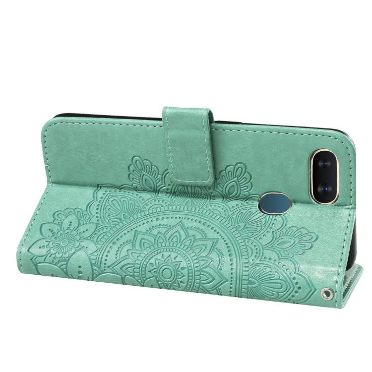 For OPPO A7 / A5s 7-petal Flowers Embossing Pattern Horizontal Flip PU Leather Case with Holder & Card Slots & Wallet & Photo Frame