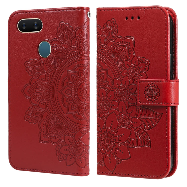 For OPPO A7 / A5s 7-petal Flowers Embossing Pattern Horizontal Flip PU Leather Case with Holder & Card Slots & Wallet & Photo Frame