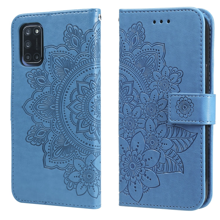 For OPPO A52 / A72 4G / A92 7-petal Flowers Embossing Pattern Horizontal Flip PU Leather Case with Holder & Card Slots & Wallet & Photo Frame