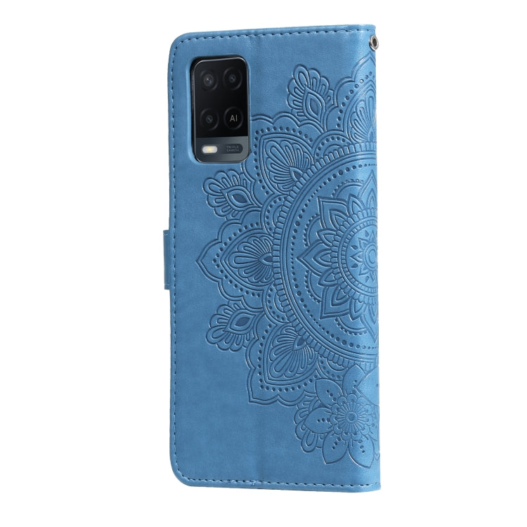 For OPPO A54 4G 7-petal Flowers Embossing Pattern Horizontal Flip PU Leather Case with Holder & Card Slots & Wallet & Photo Frame