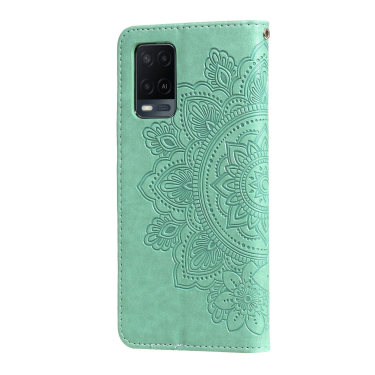 For OPPO A54 4G 7-petal Flowers Embossing Pattern Horizontal Flip PU Leather Case with Holder & Card Slots & Wallet & Photo Frame