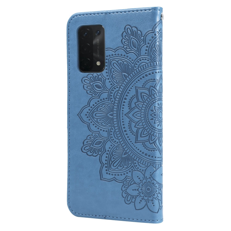 For OPPO A74 4G / F19 4G 7-petal Flowers Embossing Pattern Horizontal Flip PU Leather Case with Holder & Card Slots & Wallet & Photo Frame