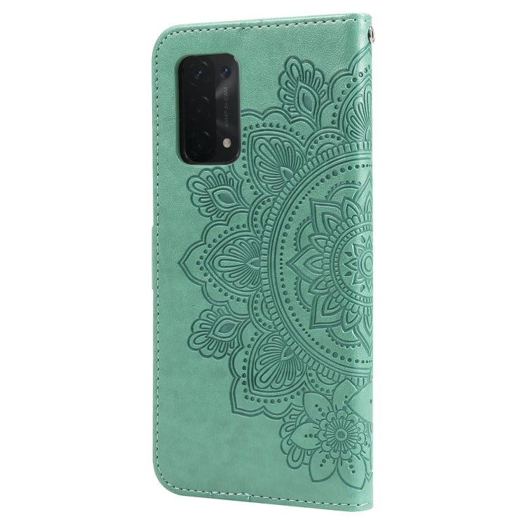For OPPO A74 4G / F19 4G 7-petal Flowers Embossing Pattern Horizontal Flip PU Leather Case with Holder & Card Slots & Wallet & Photo Frame
