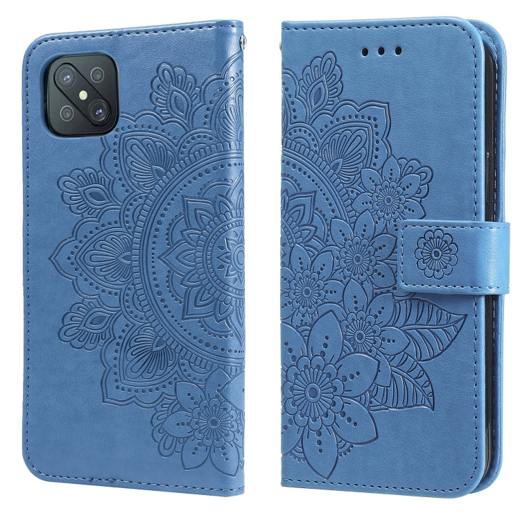 For OPPO A92s / Reno4 Z / A72 5G / A73 5G / A53 5G 7-petal Flowers Embossing Pattern Horizontal Flip PU Leather Case with Holder & Card Slots & Wallet & Photo Frame