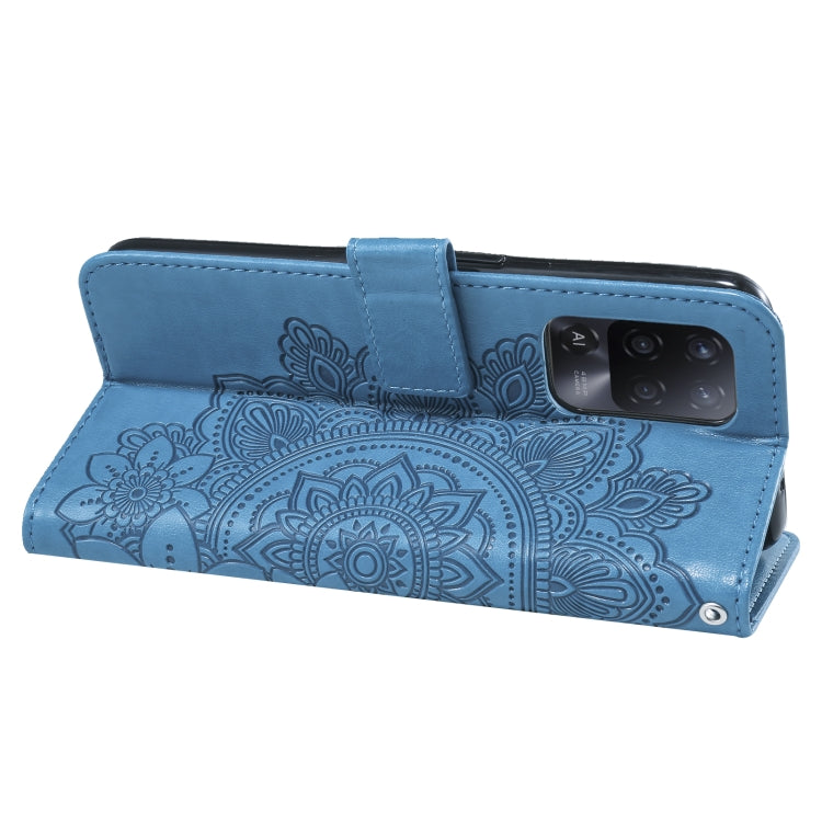 For OPPO A94 5G / F19 Pro+ / Reno5 Z 5G 7-petal Flowers Embossing Pattern Horizontal Flip PU Leather Case with Holder & Card Slots & Wallet & Photo Frame