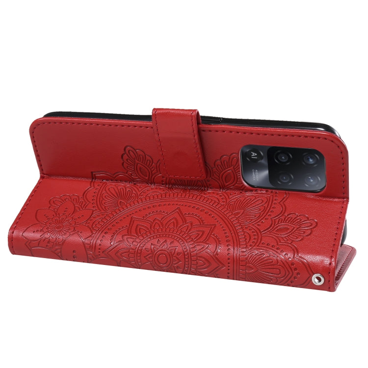 For OPPO A94 5G / F19 Pro+ / Reno5 Z 5G 7-petal Flowers Embossing Pattern Horizontal Flip PU Leather Case with Holder & Card Slots & Wallet & Photo Frame