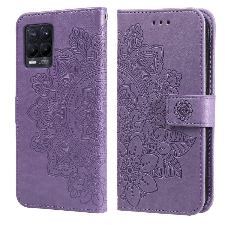 For OPPO Realme 8 / Realme 8 Pro 7-petal Flowers Embossing Pattern Horizontal Flip PU Leather Case with Holder & Card Slots & Wallet & Photo Frame