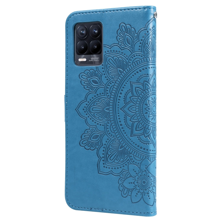 For OPPO Realme 8 / Realme 8 Pro 7-petal Flowers Embossing Pattern Horizontal Flip PU Leather Case with Holder & Card Slots & Wallet & Photo Frame