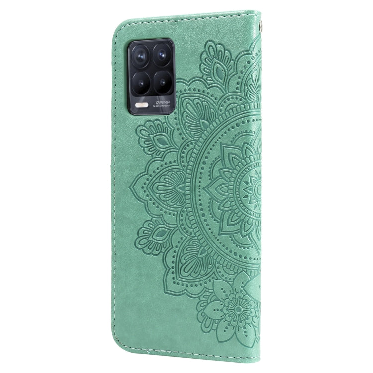 For OPPO Realme 8 / Realme 8 Pro 7-petal Flowers Embossing Pattern Horizontal Flip PU Leather Case with Holder & Card Slots & Wallet & Photo Frame