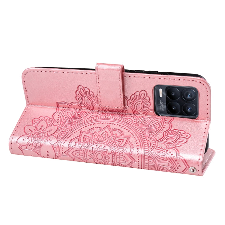 For OPPO Realme 8 / Realme 8 Pro 7-petal Flowers Embossing Pattern Horizontal Flip PU Leather Case with Holder & Card Slots & Wallet & Photo Frame