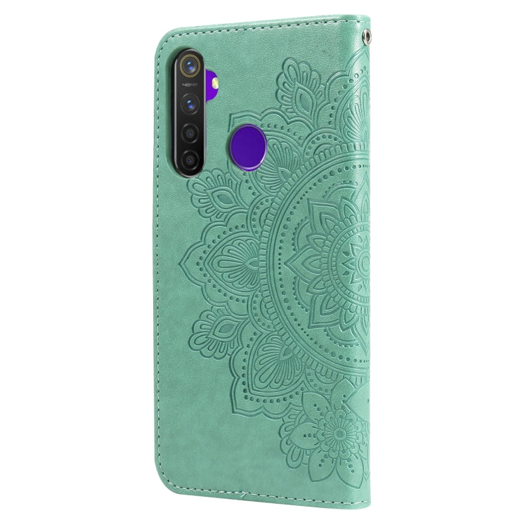 For OPPO Realme 5 / Realme 5s / Realme C3 7-petal Flowers Embossing Pattern Horizontal Flip PU Leather Case with Holder & Card Slots & Wallet & Photo Frame