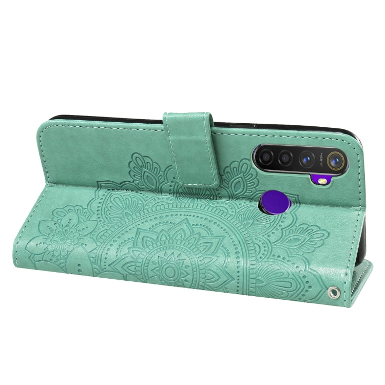 For OPPO Realme 5 / Realme 5s / Realme C3 7-petal Flowers Embossing Pattern Horizontal Flip PU Leather Case with Holder & Card Slots & Wallet & Photo Frame
