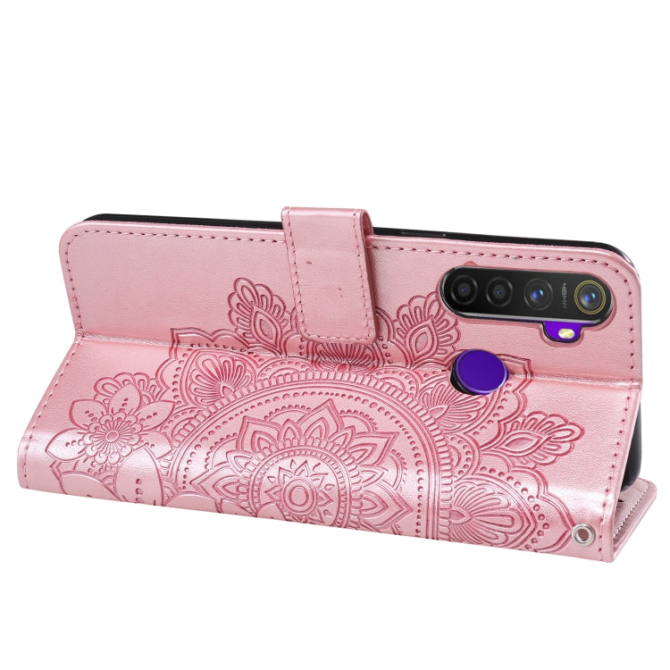 For OPPO Realme 5 / Realme 5s / Realme C3 7-petal Flowers Embossing Pattern Horizontal Flip PU Leather Case with Holder & Card Slots & Wallet & Photo Frame