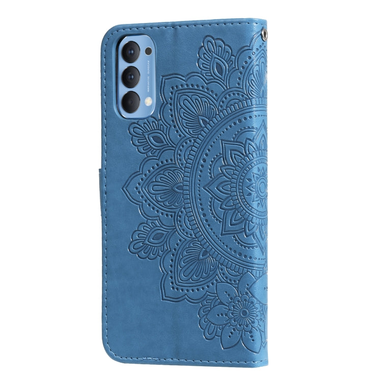 For OPPO Reno4 5G 7-petal Flowers Embossing Pattern Horizontal Flip PU Leather Case with Holder & Card Slots & Wallet & Photo Frame