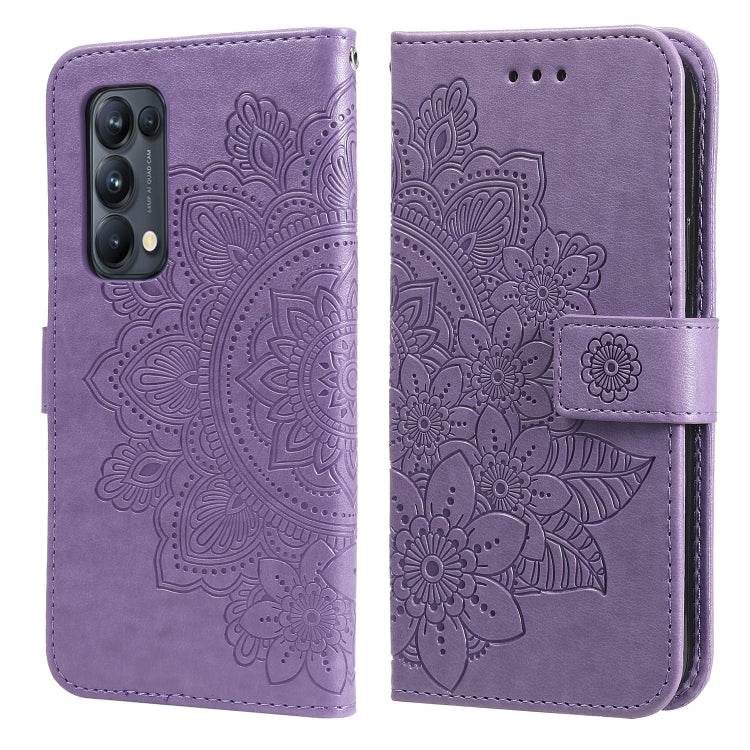 For OPPO Reno5 Pro+ / Find X3 Neo 7-petal Flowers Embossing Pattern Horizontal Flip PU Leather Case with Holder & Card Slots & Wallet & Photo Frame