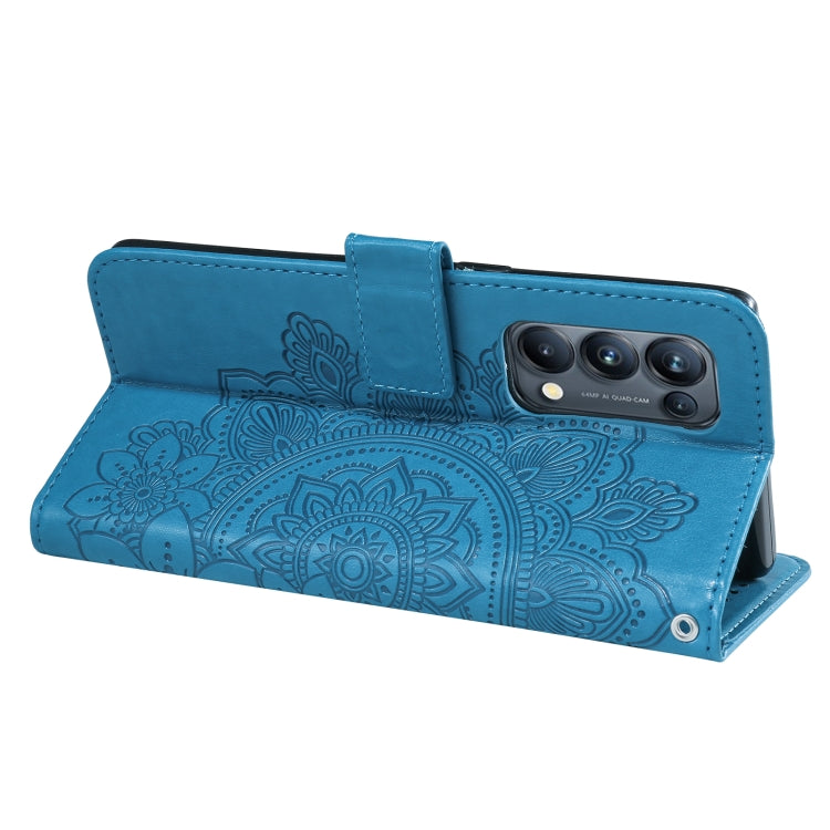 For OPPO Reno5 Pro+ / Find X3 Neo 7-petal Flowers Embossing Pattern Horizontal Flip PU Leather Case with Holder & Card Slots & Wallet & Photo Frame