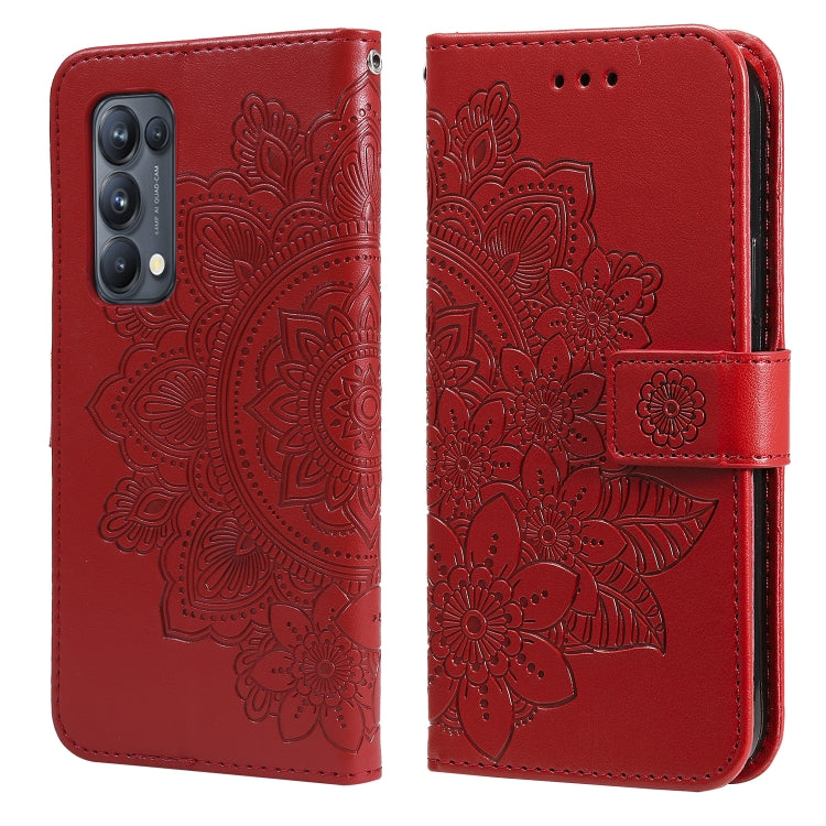 For OPPO Reno5 Pro+ / Find X3 Neo 7-petal Flowers Embossing Pattern Horizontal Flip PU Leather Case with Holder & Card Slots & Wallet & Photo Frame