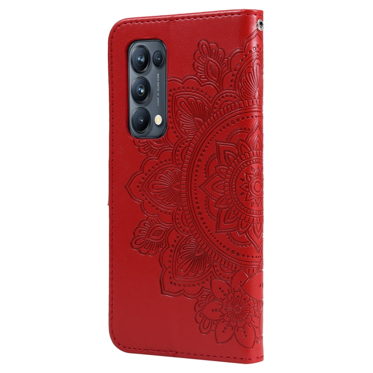 For OPPO Reno5 Pro+ / Find X3 Neo 7-petal Flowers Embossing Pattern Horizontal Flip PU Leather Case with Holder & Card Slots & Wallet & Photo Frame