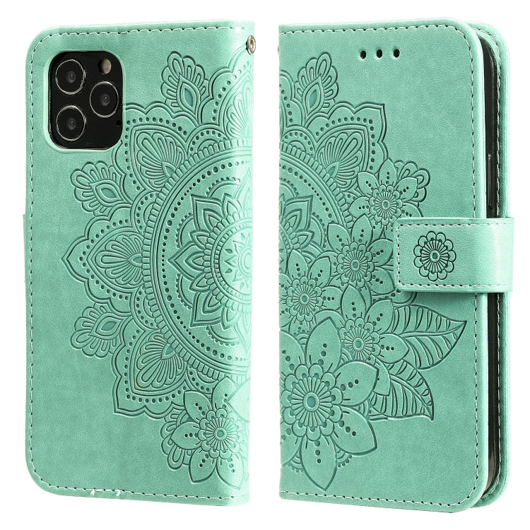 For iPhone 12 Pro Max 7-petal Flowers Embossing Pattern Horizontal Flip PU Leather Case with Holder & Card Slots & Wallet & Photo Frame