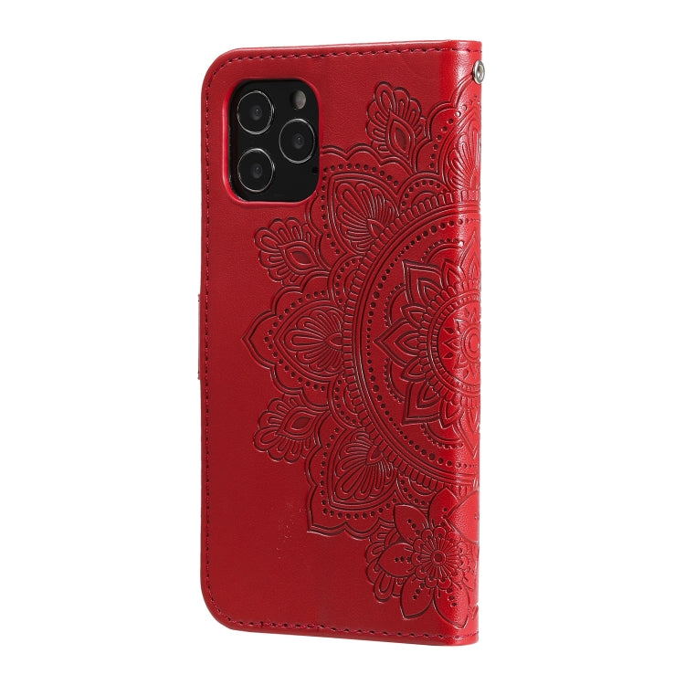 For iPhone 12 Pro Max 7-petal Flowers Embossing Pattern Horizontal Flip PU Leather Case with Holder & Card Slots & Wallet & Photo Frame