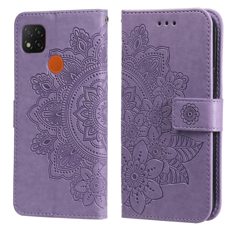 For Xiaomi Redmi 9C 7-petal Flowers Embossing Pattern Horizontal Flip PU Leather Case with Holder & Card Slots & Wallet & Photo Frame