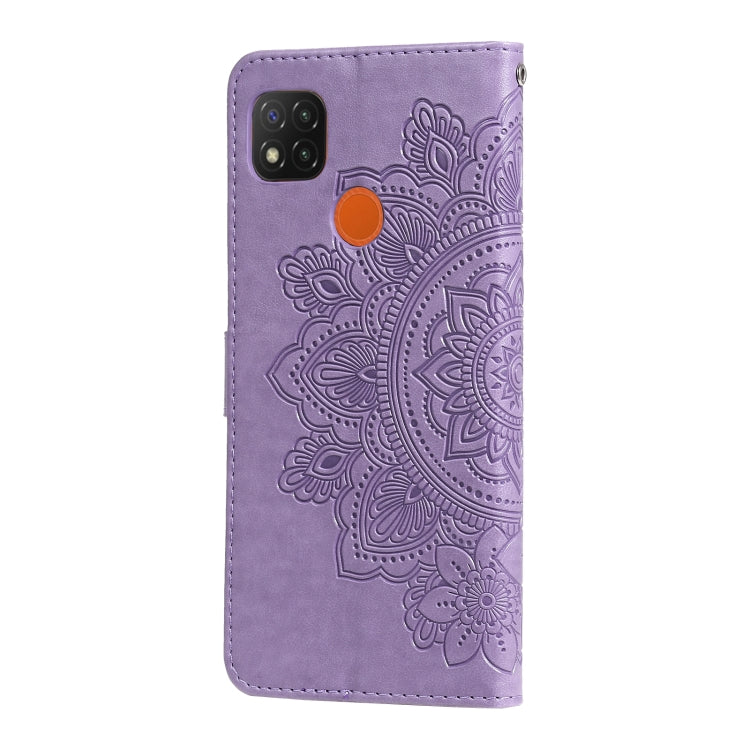 For Xiaomi Redmi 9C 7-petal Flowers Embossing Pattern Horizontal Flip PU Leather Case with Holder & Card Slots & Wallet & Photo Frame