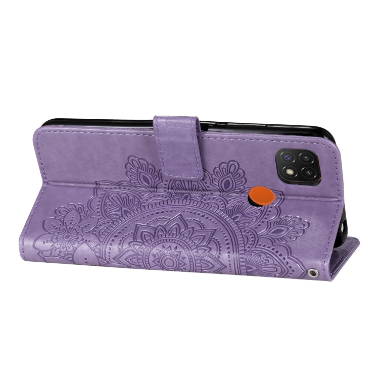 For Xiaomi Redmi 9C 7-petal Flowers Embossing Pattern Horizontal Flip PU Leather Case with Holder & Card Slots & Wallet & Photo Frame