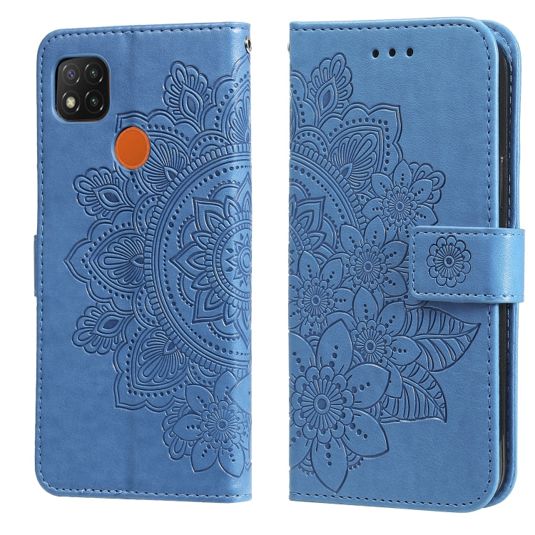For Xiaomi Redmi 9C 7-petal Flowers Embossing Pattern Horizontal Flip PU Leather Case with Holder & Card Slots & Wallet & Photo Frame