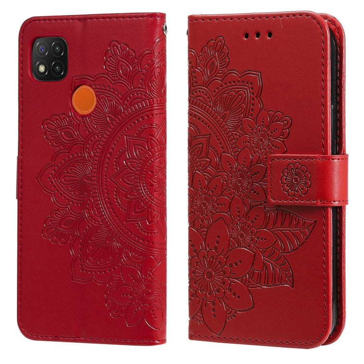 For Xiaomi Redmi 9C 7-petal Flowers Embossing Pattern Horizontal Flip PU Leather Case with Holder & Card Slots & Wallet & Photo Frame