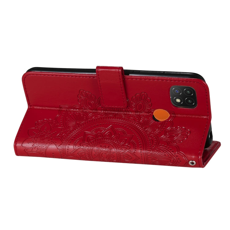 For Xiaomi Redmi 9C 7-petal Flowers Embossing Pattern Horizontal Flip PU Leather Case with Holder & Card Slots & Wallet & Photo Frame