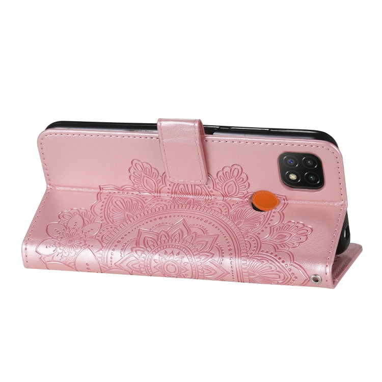 For Xiaomi Redmi 9C 7-petal Flowers Embossing Pattern Horizontal Flip PU Leather Case with Holder & Card Slots & Wallet & Photo Frame