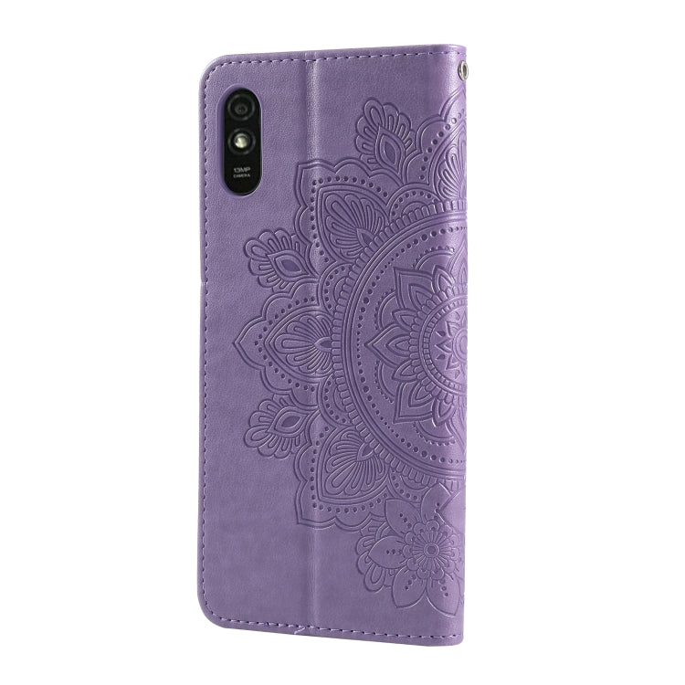 For Xiaomi Redmi 9A 7-petal Flowers Embossing Pattern Horizontal Flip PU Leather Case with Holder & Card Slots & Wallet & Photo Frame