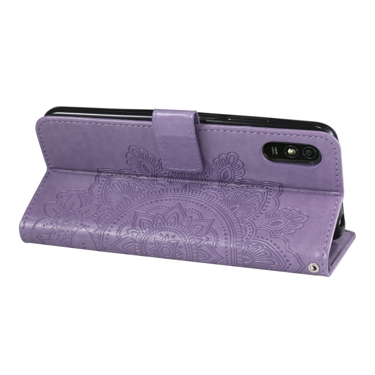 For Xiaomi Redmi 9A 7-petal Flowers Embossing Pattern Horizontal Flip PU Leather Case with Holder & Card Slots & Wallet & Photo Frame