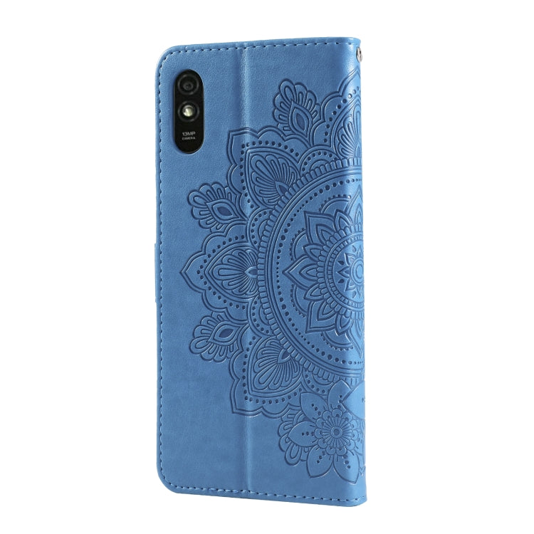 For Xiaomi Redmi 9A 7-petal Flowers Embossing Pattern Horizontal Flip PU Leather Case with Holder & Card Slots & Wallet & Photo Frame