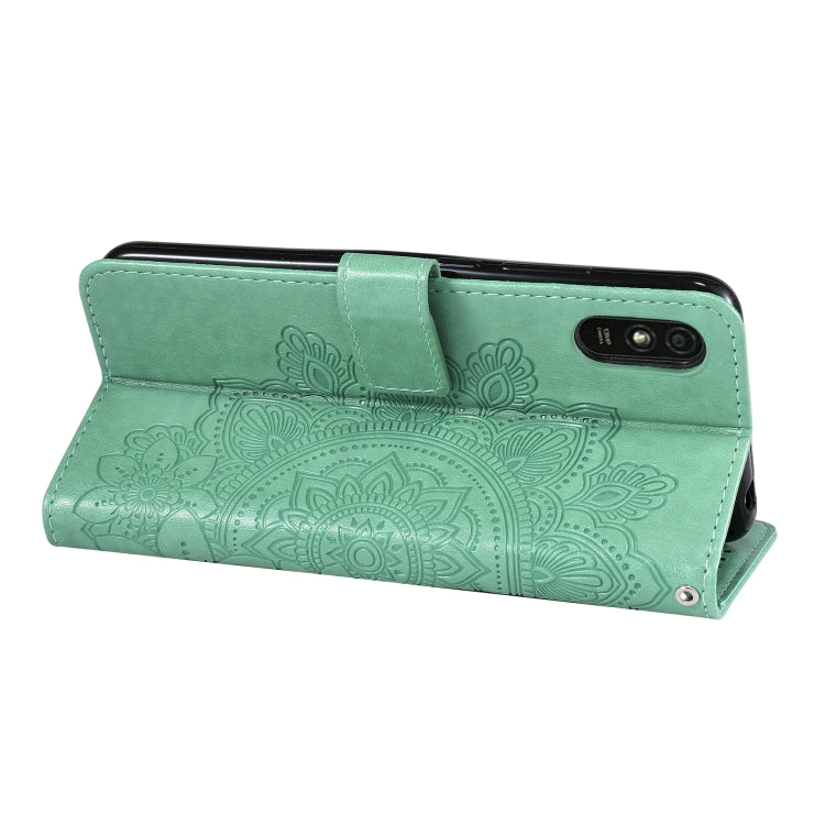 For Xiaomi Redmi 9A 7-petal Flowers Embossing Pattern Horizontal Flip PU Leather Case with Holder & Card Slots & Wallet & Photo Frame