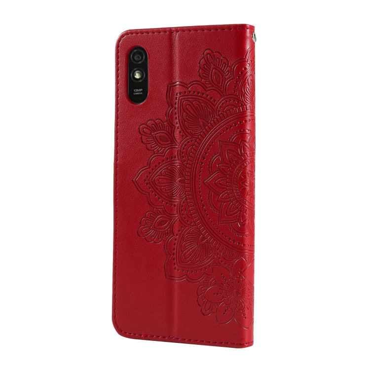 For Xiaomi Redmi 9A 7-petal Flowers Embossing Pattern Horizontal Flip PU Leather Case with Holder & Card Slots & Wallet & Photo Frame