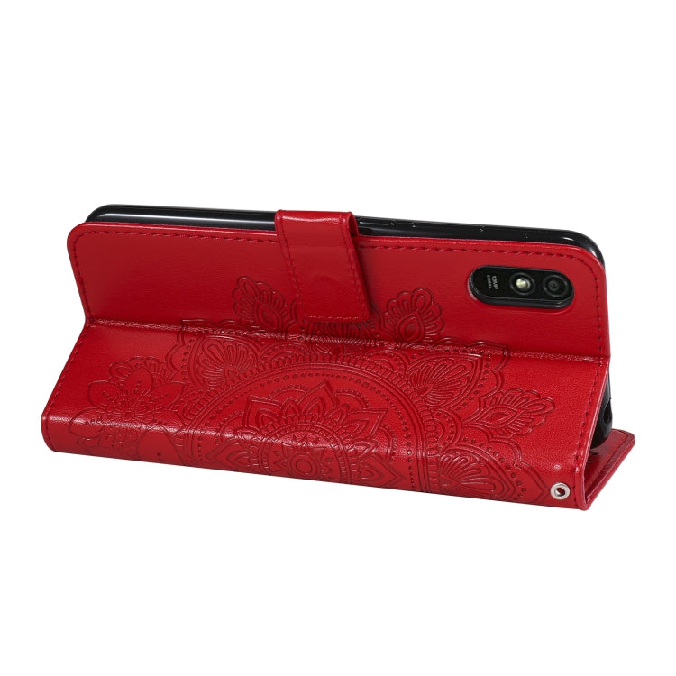 For Xiaomi Redmi 9A 7-petal Flowers Embossing Pattern Horizontal Flip PU Leather Case with Holder & Card Slots & Wallet & Photo Frame