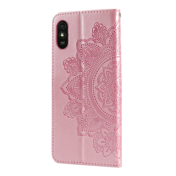 For Xiaomi Redmi 9A 7-petal Flowers Embossing Pattern Horizontal Flip PU Leather Case with Holder & Card Slots & Wallet & Photo Frame