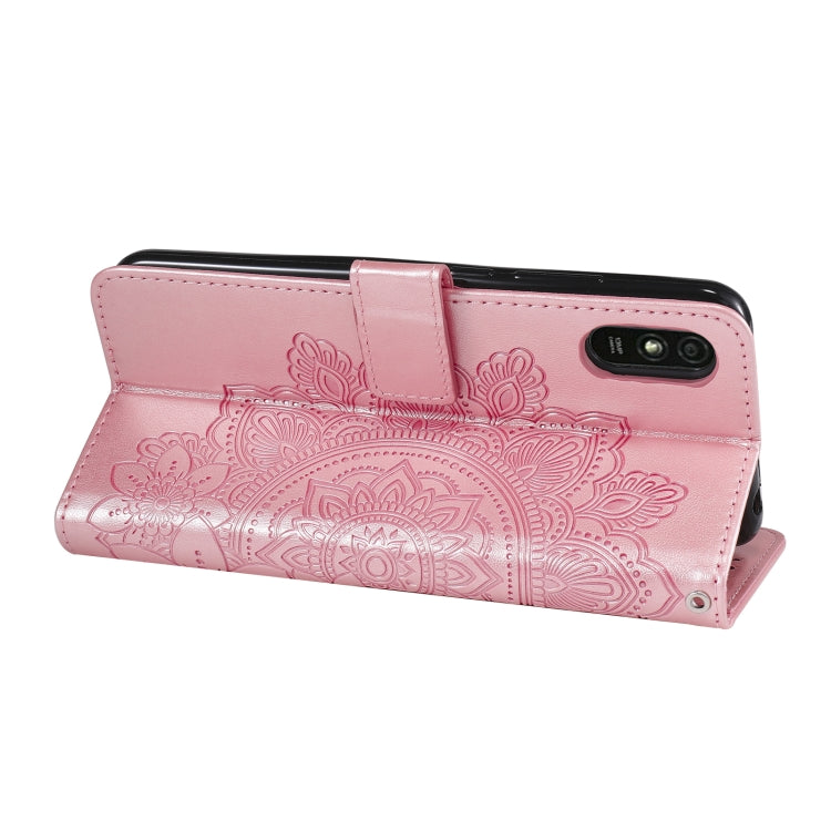 For Xiaomi Redmi 9A 7-petal Flowers Embossing Pattern Horizontal Flip PU Leather Case with Holder & Card Slots & Wallet & Photo Frame