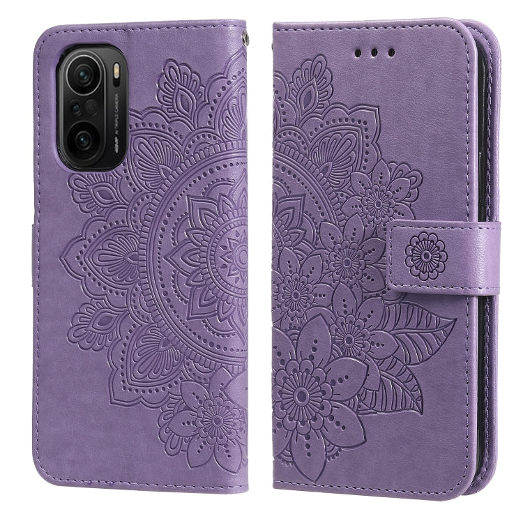 For Xiaomi Redmi K40/K40 Pro/Poco F3/ Mi 11i 7-petal Flowers Embossing Pattern Horizontal Flip PU Leather Case with Holder & Card Slots & Wallet & Photo Frame