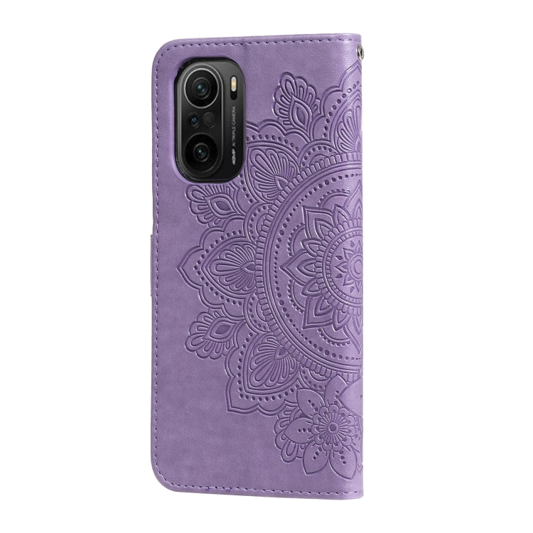 For Xiaomi Redmi K40/K40 Pro/Poco F3/ Mi 11i 7-petal Flowers Embossing Pattern Horizontal Flip PU Leather Case with Holder & Card Slots & Wallet & Photo Frame