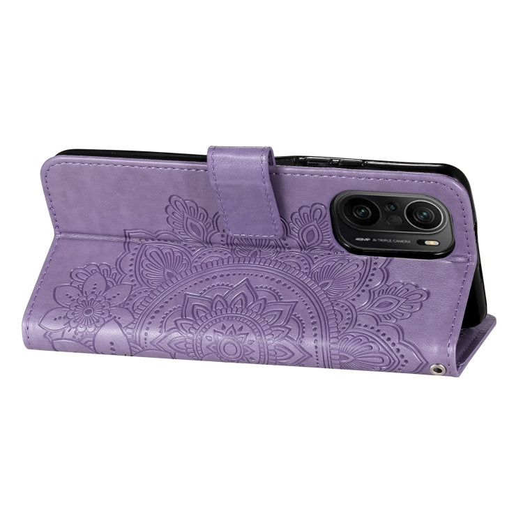 For Xiaomi Redmi K40/K40 Pro/Poco F3/ Mi 11i 7-petal Flowers Embossing Pattern Horizontal Flip PU Leather Case with Holder & Card Slots & Wallet & Photo Frame