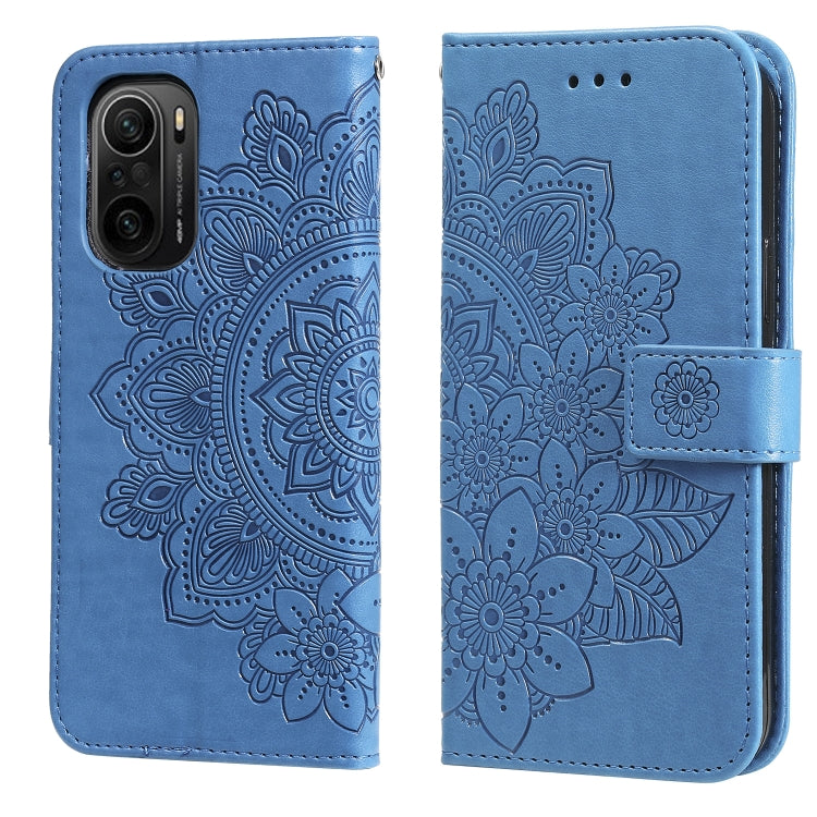 For Xiaomi Redmi K40/K40 Pro/Poco F3/ Mi 11i 7-petal Flowers Embossing Pattern Horizontal Flip PU Leather Case with Holder & Card Slots & Wallet & Photo Frame