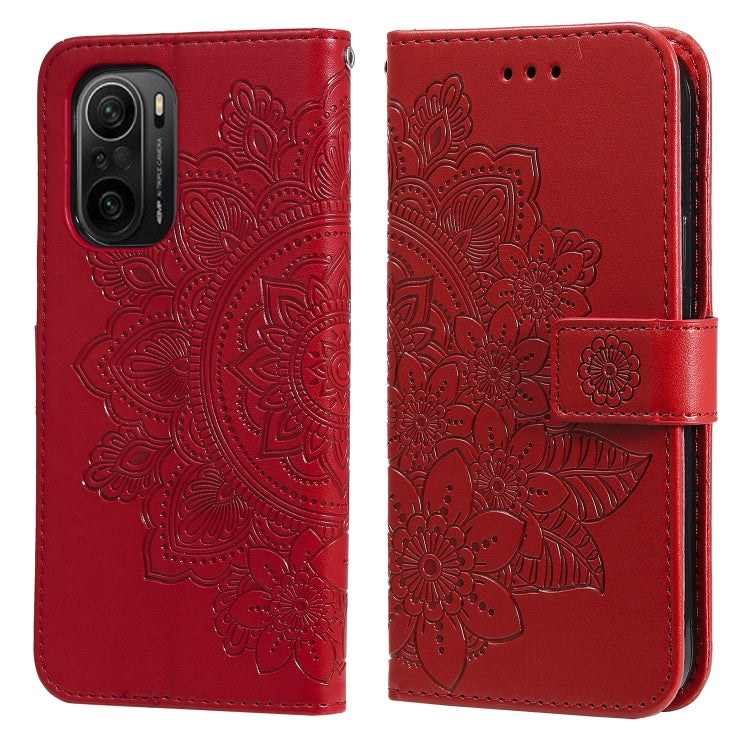 For Xiaomi Redmi K40/K40 Pro/Poco F3/ Mi 11i 7-petal Flowers Embossing Pattern Horizontal Flip PU Leather Case with Holder & Card Slots & Wallet & Photo Frame