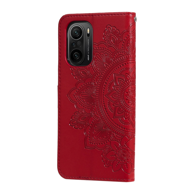 For Xiaomi Redmi K40/K40 Pro/Poco F3/ Mi 11i 7-petal Flowers Embossing Pattern Horizontal Flip PU Leather Case with Holder & Card Slots & Wallet & Photo Frame