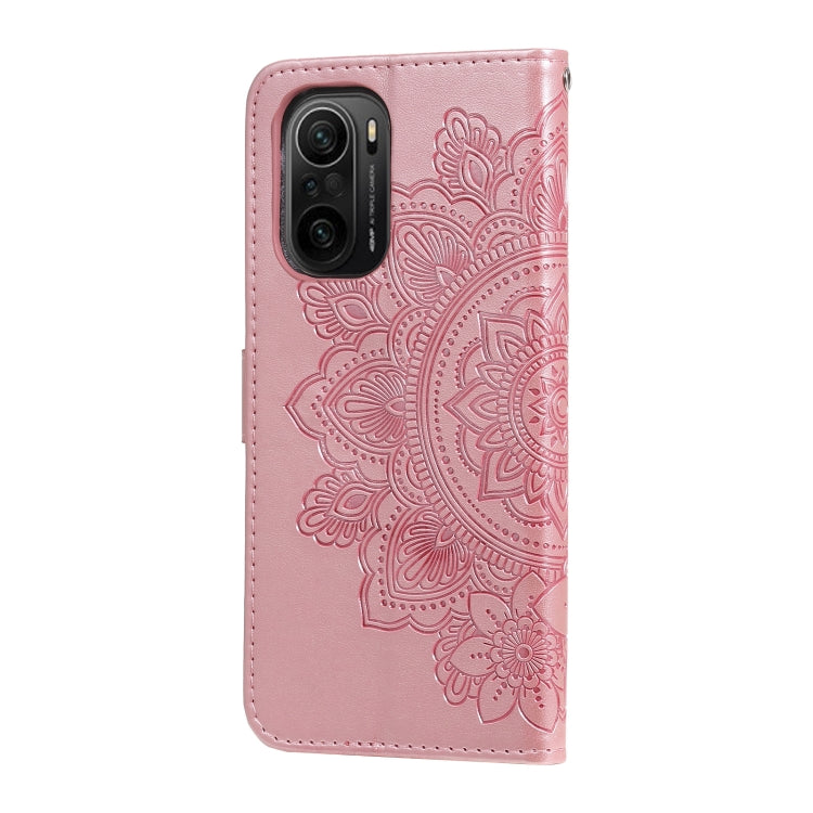 For Xiaomi Redmi K40/K40 Pro/Poco F3/ Mi 11i 7-petal Flowers Embossing Pattern Horizontal Flip PU Leather Case with Holder & Card Slots & Wallet & Photo Frame
